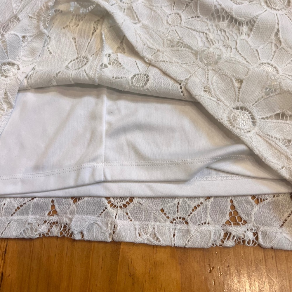 Karin Stevens White Vintage Style White Daisy Lace Shift Dress NWT Size 12 - Picture 4 of 6